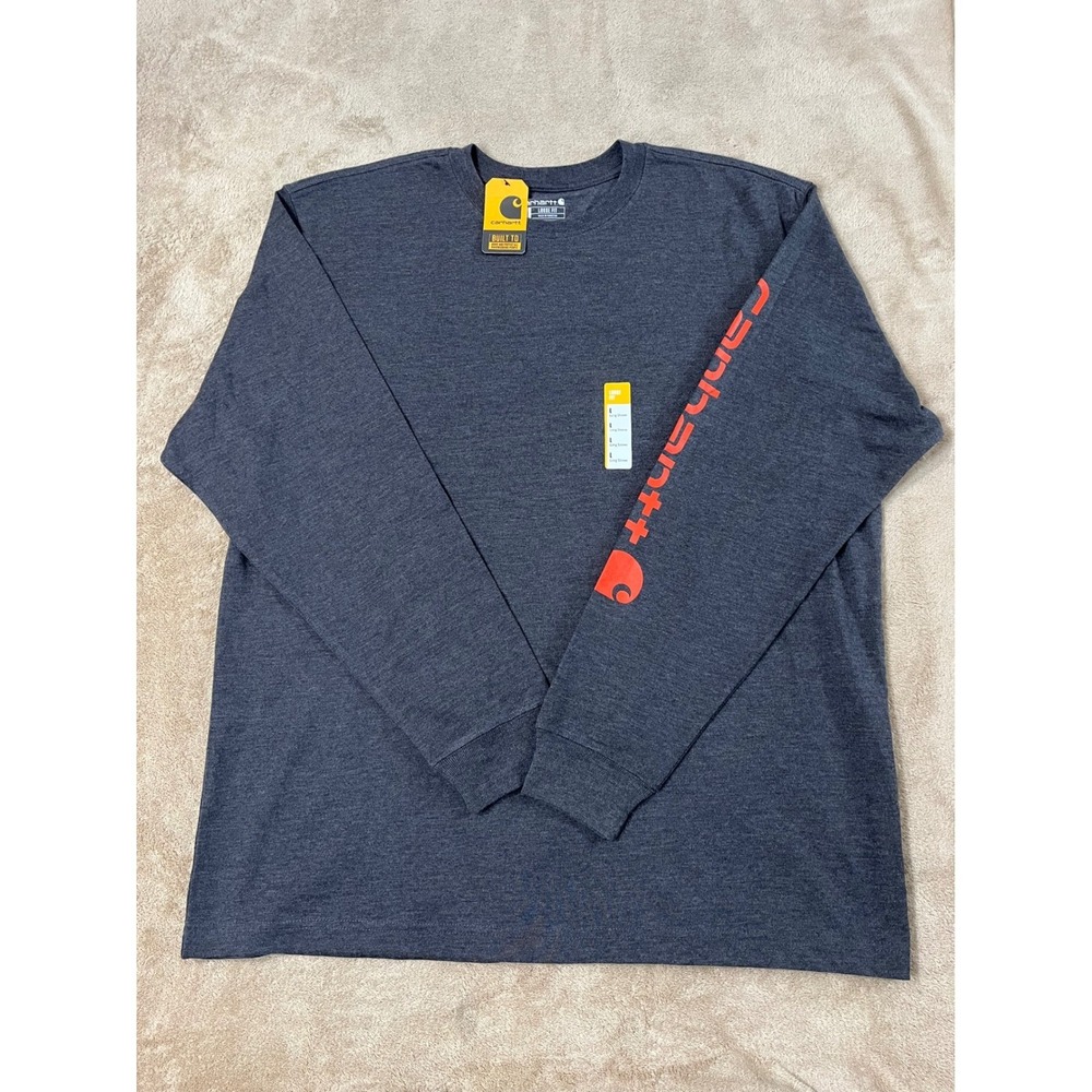 Carhartt Dearborn T-Shirts Men's L Gray Logo Sleeve Graphic Shirt Loose Fit NEW